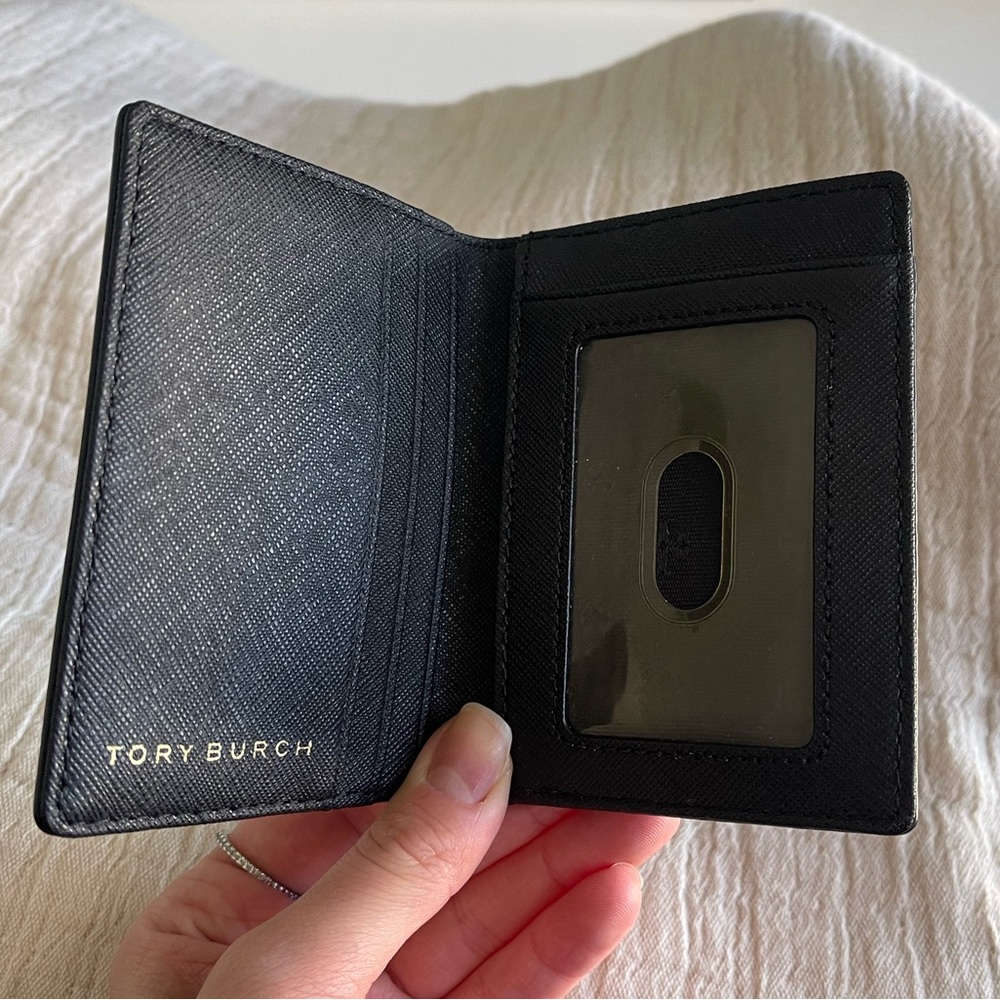 Tory Burch Black Leather Card Holder Wallet